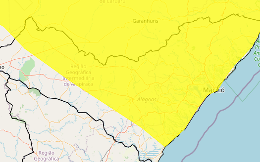 Inmet emite alerta de chuva para mais de 90 cidades de Alagoas, Palmeira está na lista