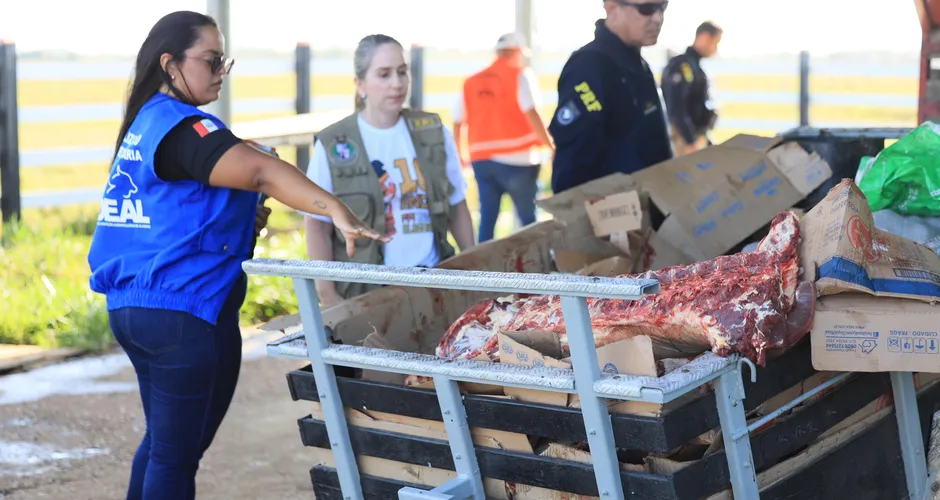 	FPI flagra abate clandestino e recolhe carnes em condições impróprias para consumo    Carnes estavam em carroceria, envoltas em papelão sujo e com moscas. Anderson Macena/FPI