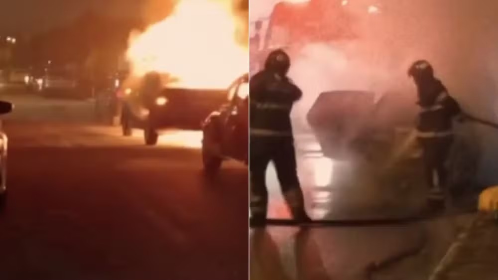 Corpo de Bombeiros Militar foi acionado para combater o fogo em Maceió — Foto: Reprodução/vídeo