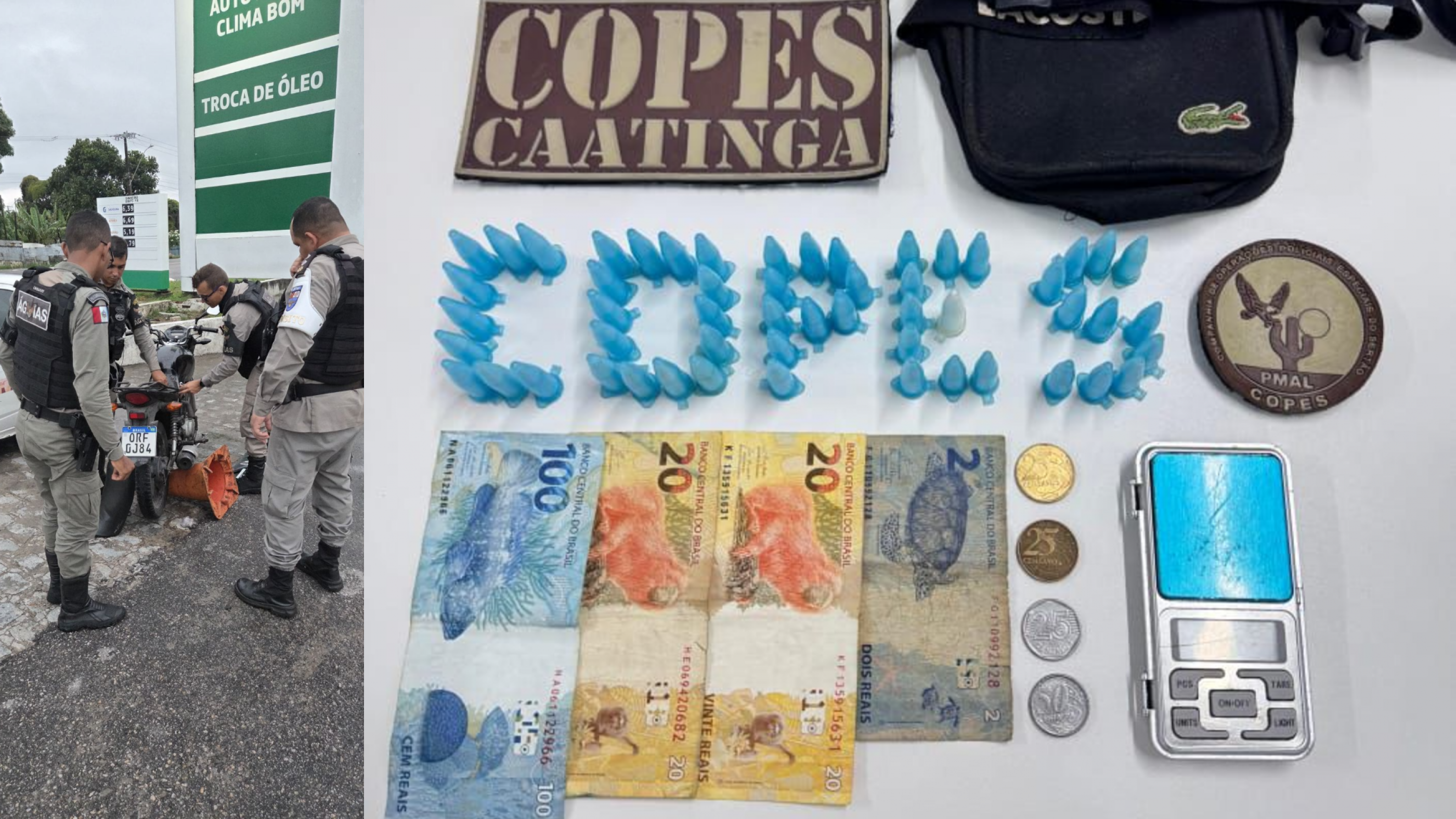PM apreende drogas e moto adulterada durante ações em Olho D’Água das Flores e Maceió