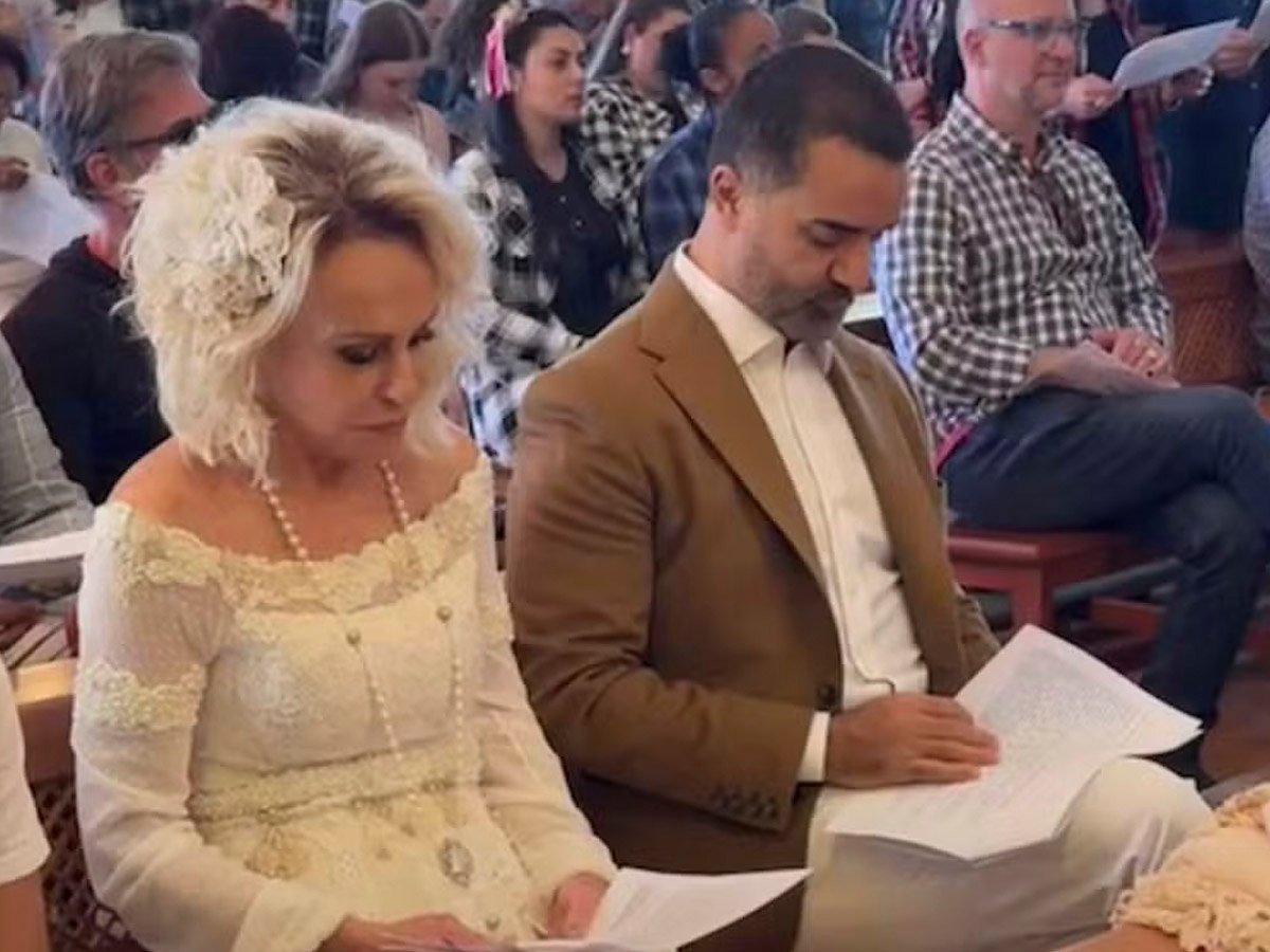 Ana Maria Braga renova votos com Fábio Arruda em fazenda