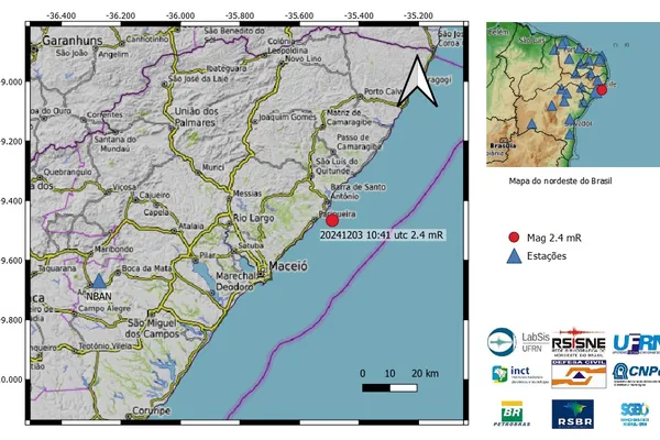 Tremor de terra é registrado em Alagoas