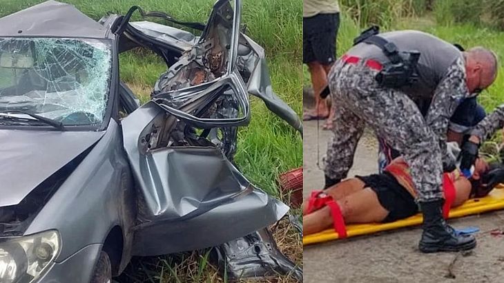 Gestante de 22 anos fica presa a ferragem após acidente entre carro e caminhão em, São Miguel dos Campos