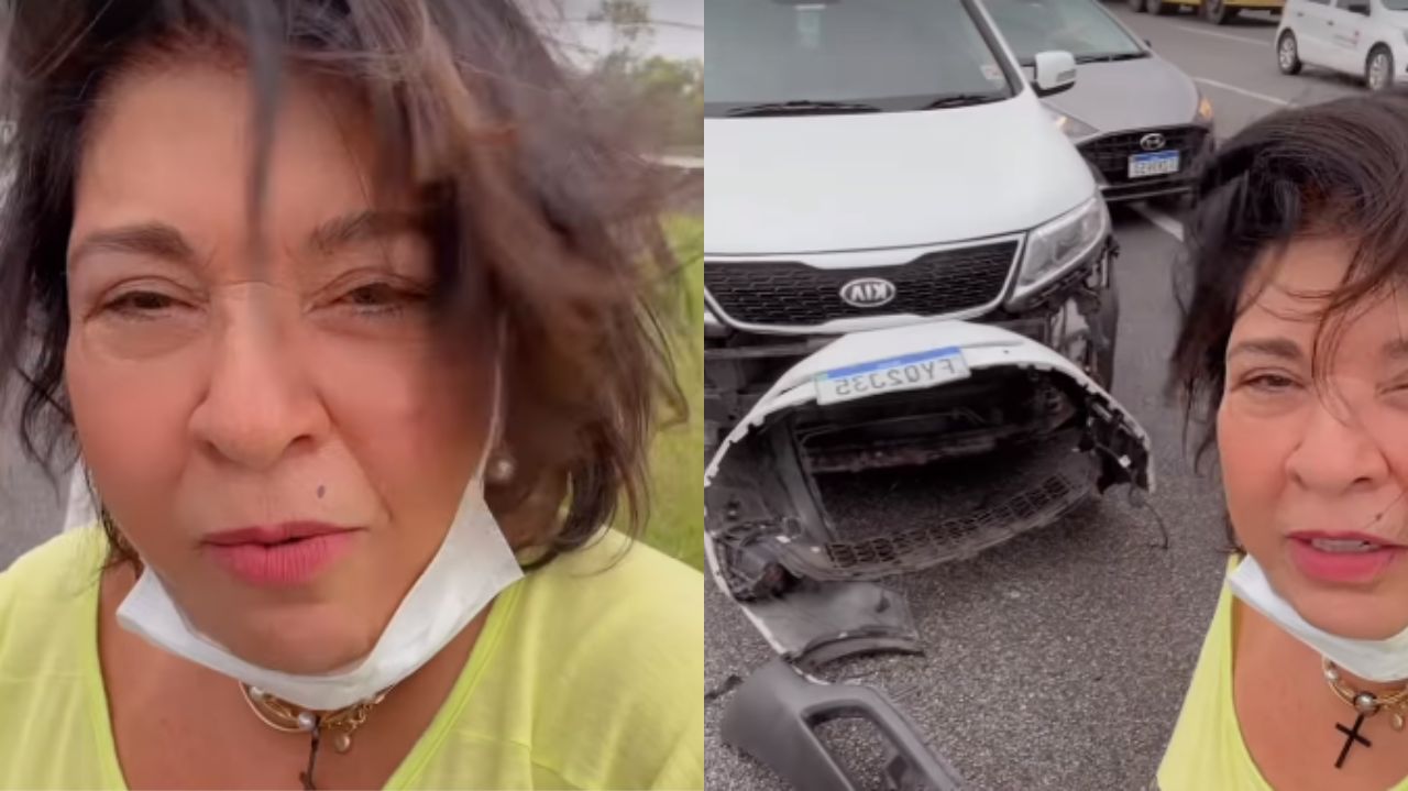 Roberta Miranda bate com a cabeça no volante após ter carro atingido