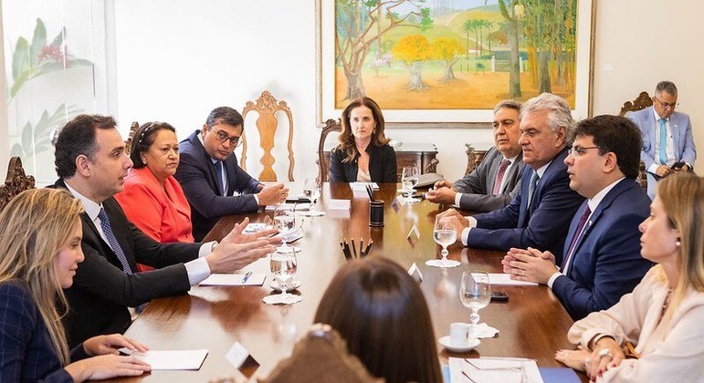 Governadores reunidos com Rodrigo Pacheco para discutir o ICMS PEDRO GONTIJO/SENADO FEDERAL