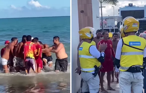 Paciente psiquiátrico danifica ambulância, foge e é resgatado após entrar no mar de Ponta Verde