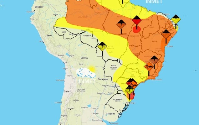 Inmet emite alerta de perigo de chuvas para 23 estados