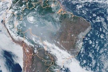 Imagem da Nasa revela o impacto da nuvem de fumaça sob o Brasil