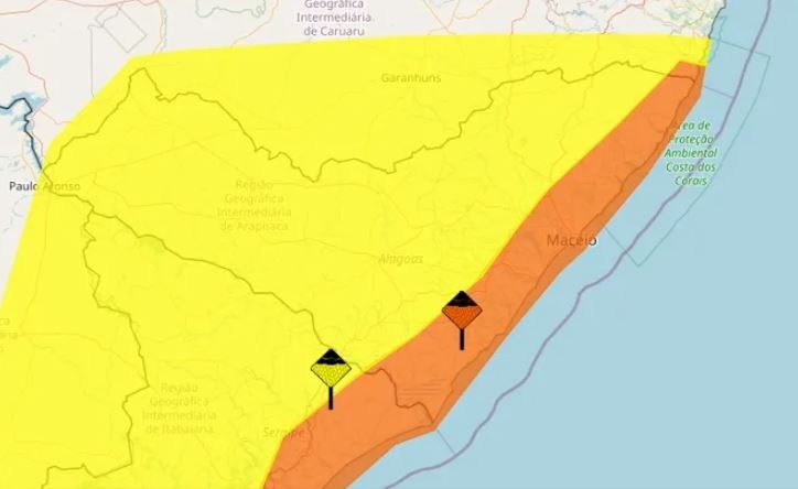 Inmet emite alertas de chuvas para os 102 municípios de Alagoas