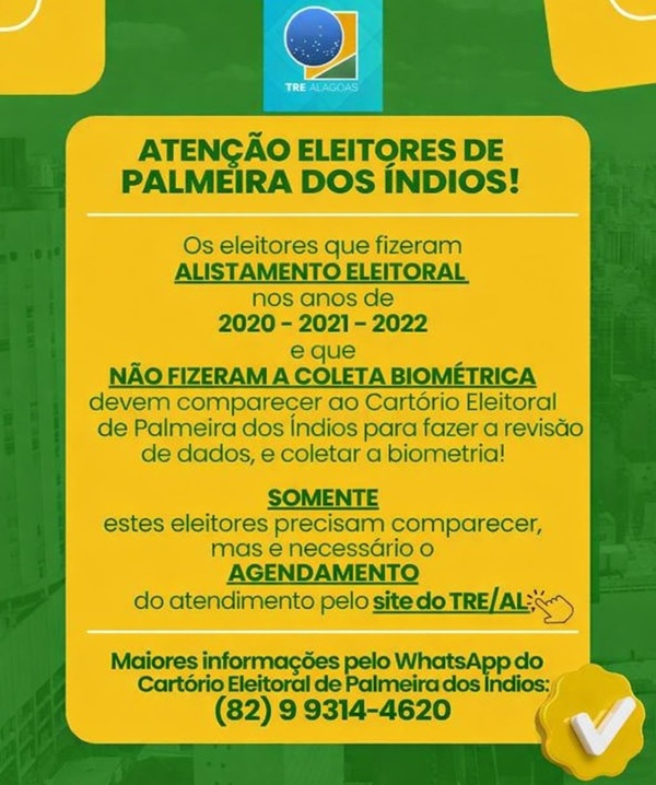 TRE orienta eleitores de Palmeira dos Índios a realizarem coleta biométrica