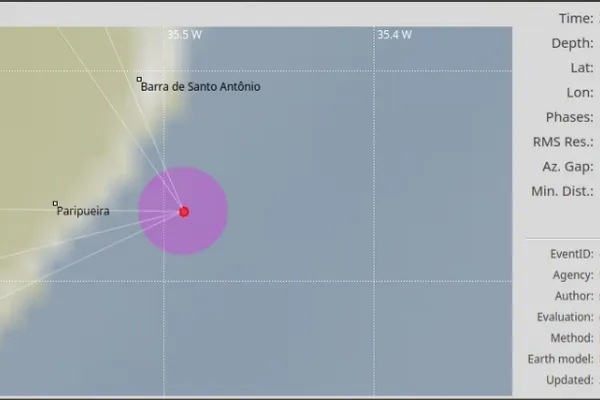 		Tremor de terra é registrado em Paripueira    Informações sobre o tremor de terra. Foto: Divulgação