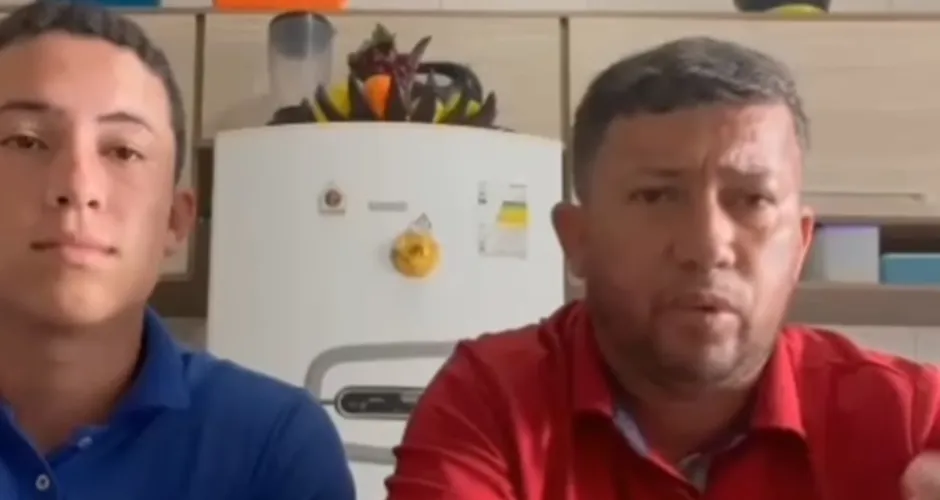 Victor Bruno da Silva foi a público nessa terça-feira (2), ao lado do pai, negando as acusações - Foto: Reprodução