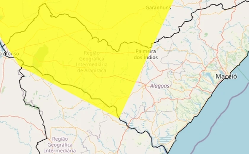 Inmet emite alertas amarelo e laranja para chuvas intensas em Alagoas