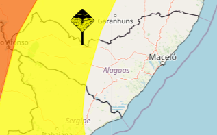 Cidades de AL estão em alerta para perigo de chuvas e ventos intensos