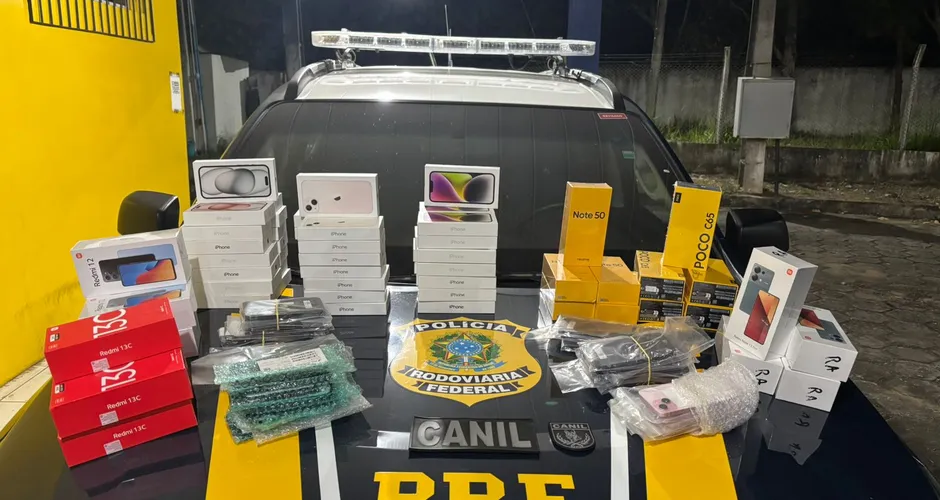 Polícia apreende quase 80 Iphones sem nota fiscal e prende foragido no interior de Alagoas