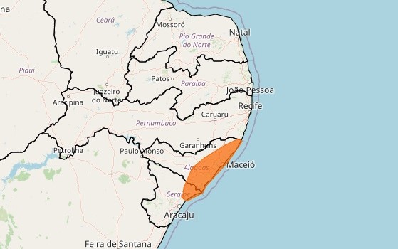 Inmet emite avisos amarelo e laranja para cidades de Alagoas