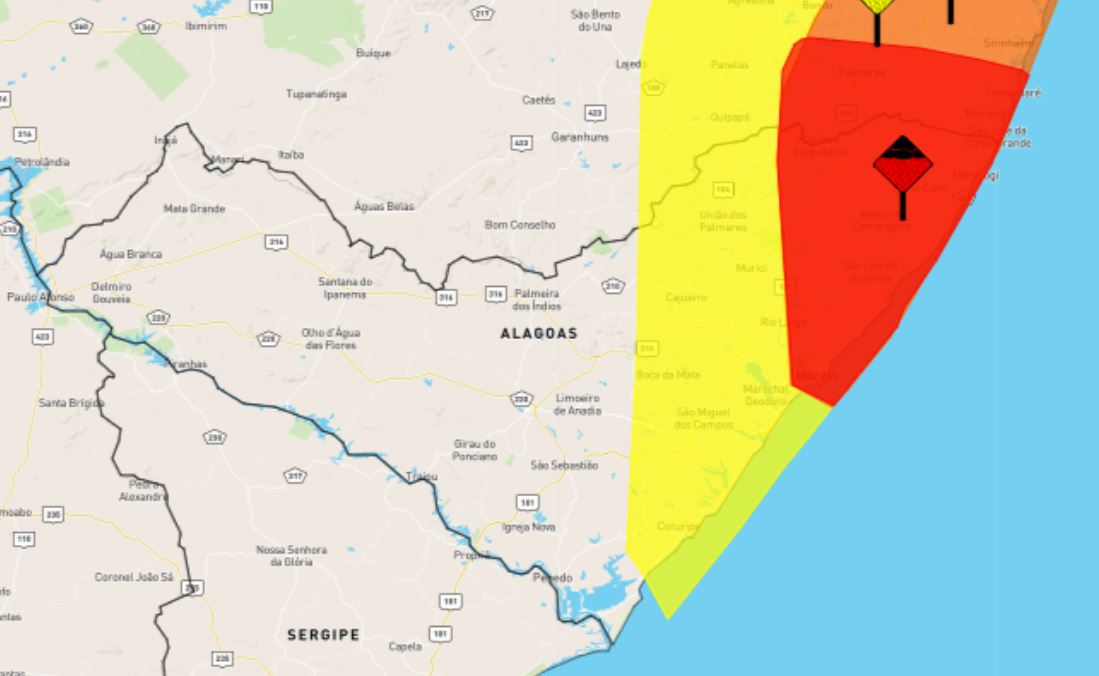 Duas cidades de Alagoas registram os maiores acumulados de chuvas do Brasil em 24 horas