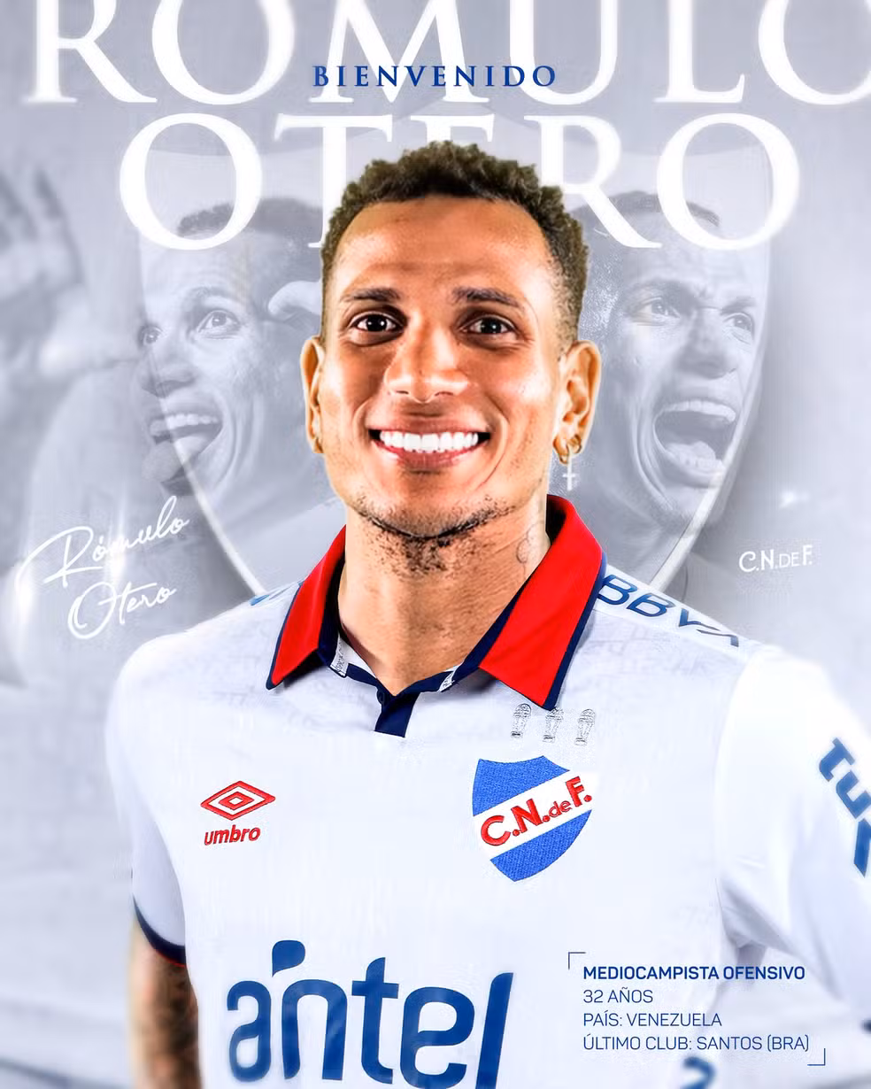 Otero anunciado pelo Nacional, do Uruguai — Foto: Twitter/Reprodução