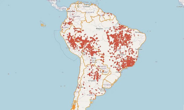 Brasil concentra 71,9% das queimadas na América do Sul nas últimas 48h