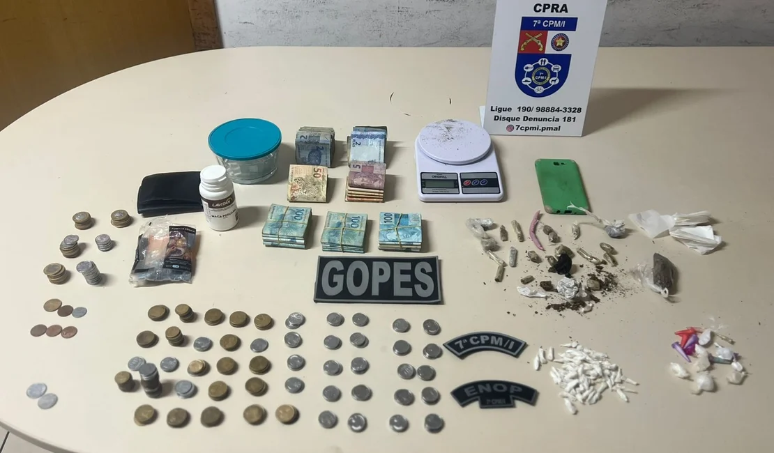 Os envolvidos e o material apreendido foram levados à Central de Polícia Civil de Arapiraca - Foto: Cortesia / PM