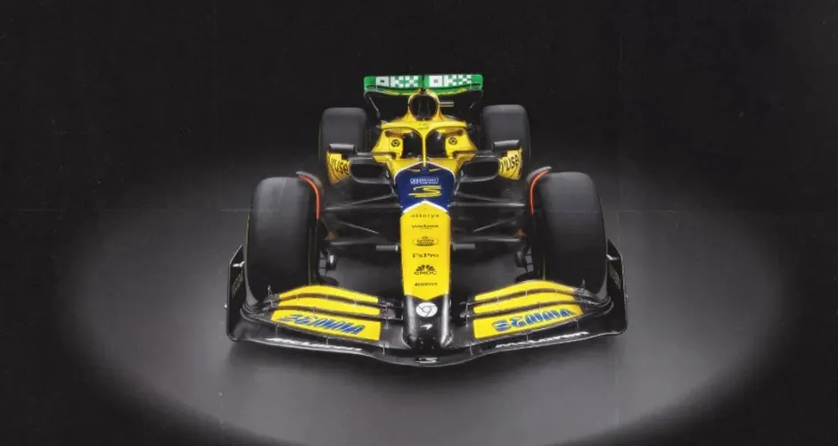 McLaren com as cores do Brasil em homenagem a Ayrton Senna. Divulgação/McLaren