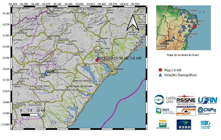 LabSis registra tremores de terra nas cidades de Arapiraca e Satuba, em Alagoas