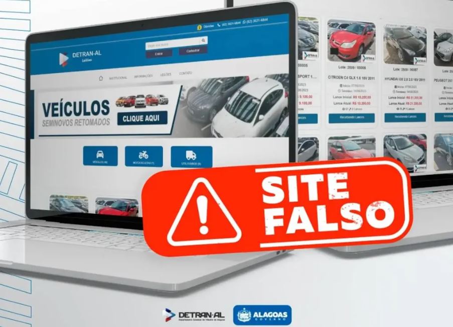 Detran Alagoas alerta sobre site falso de leilão de veículos