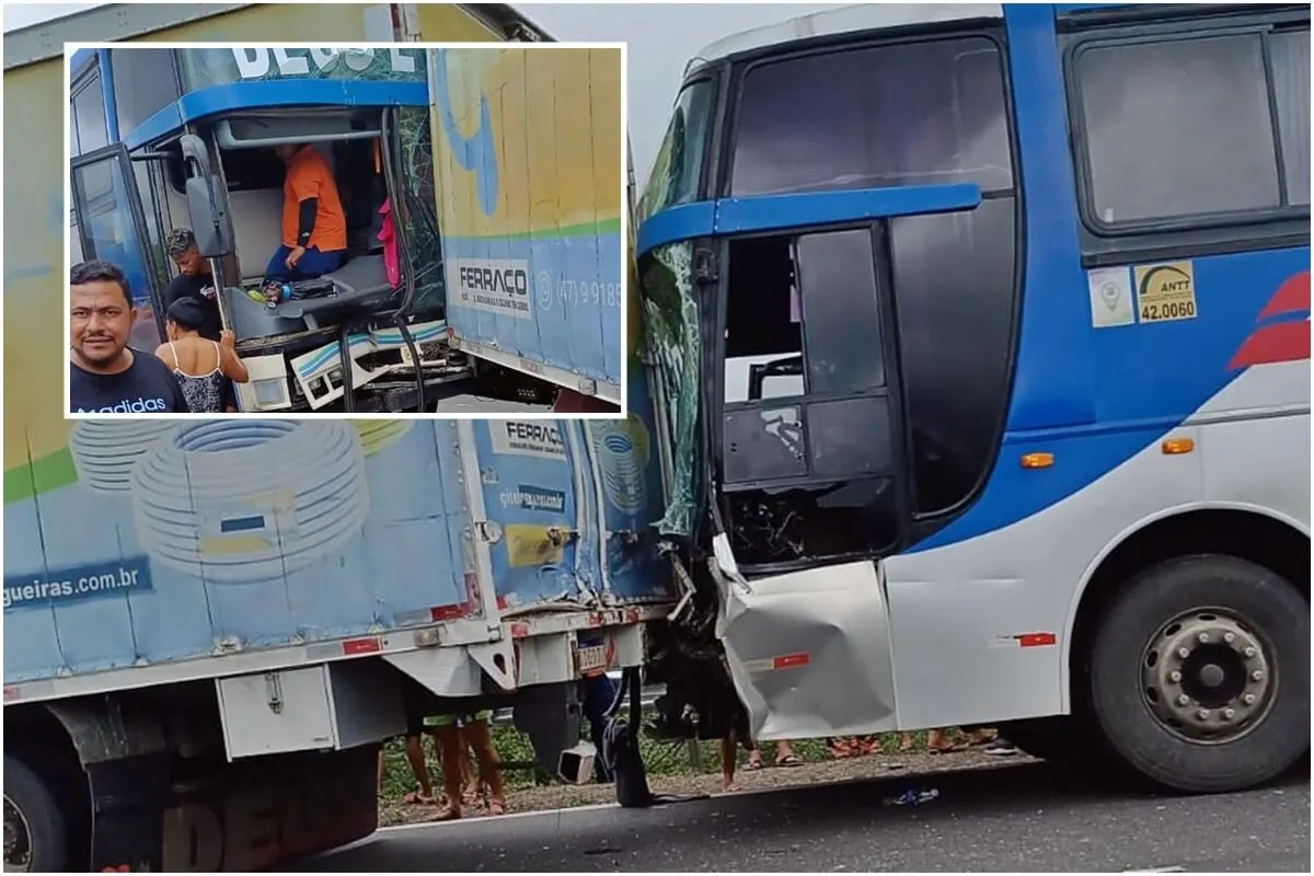 Ônibus que saiu de Alagoas com destino a São Paulo se envolve em acidente na Bahia