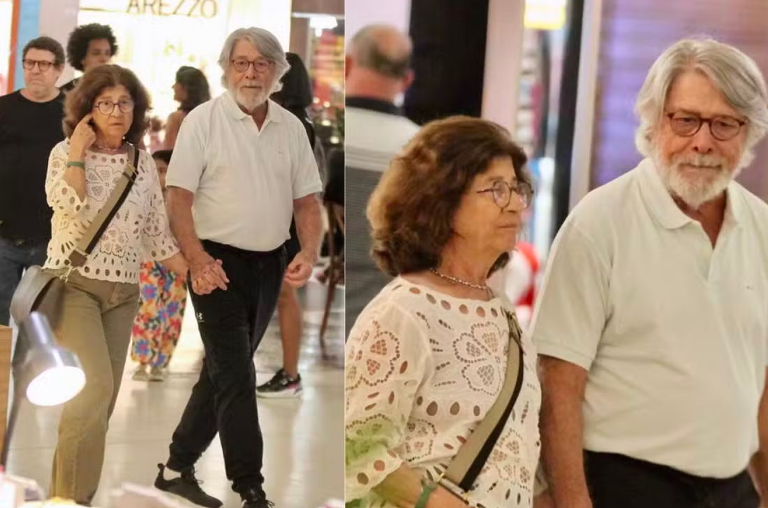 Aos 83 anos, Sérgio Chapelin faz rara aparição ao lado da mulher em passeio de mãos dadas no Rio