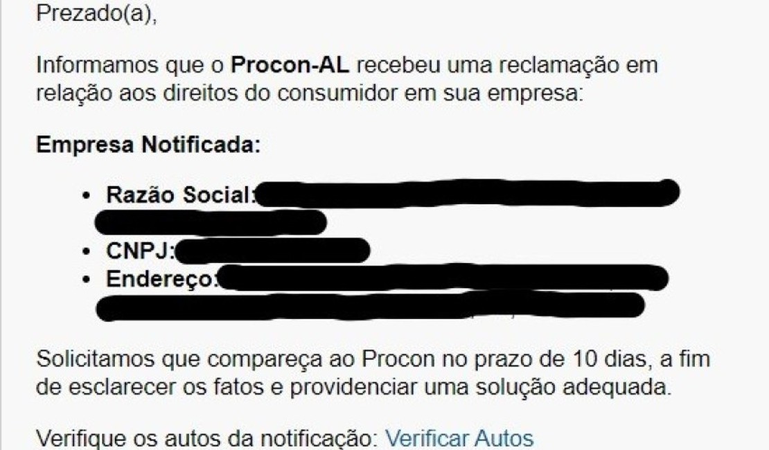 Procon Maceió faz alerta sobre e-mail falso