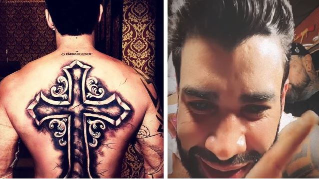 Gusttavo Lima mostra nova tatuagem nas costas 