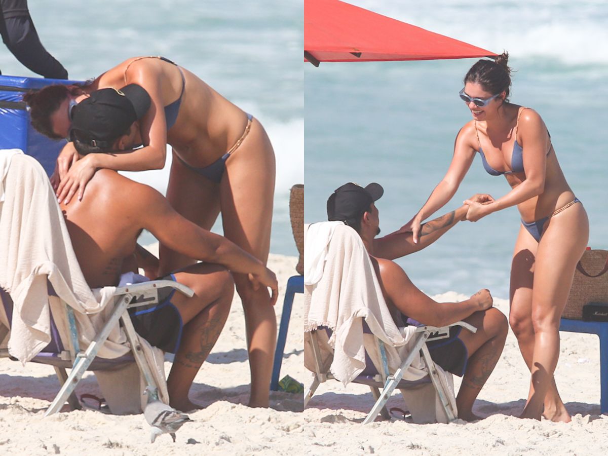 Xamã e Sophie Charlotte são flagrados em clima de romance na praia do Rio