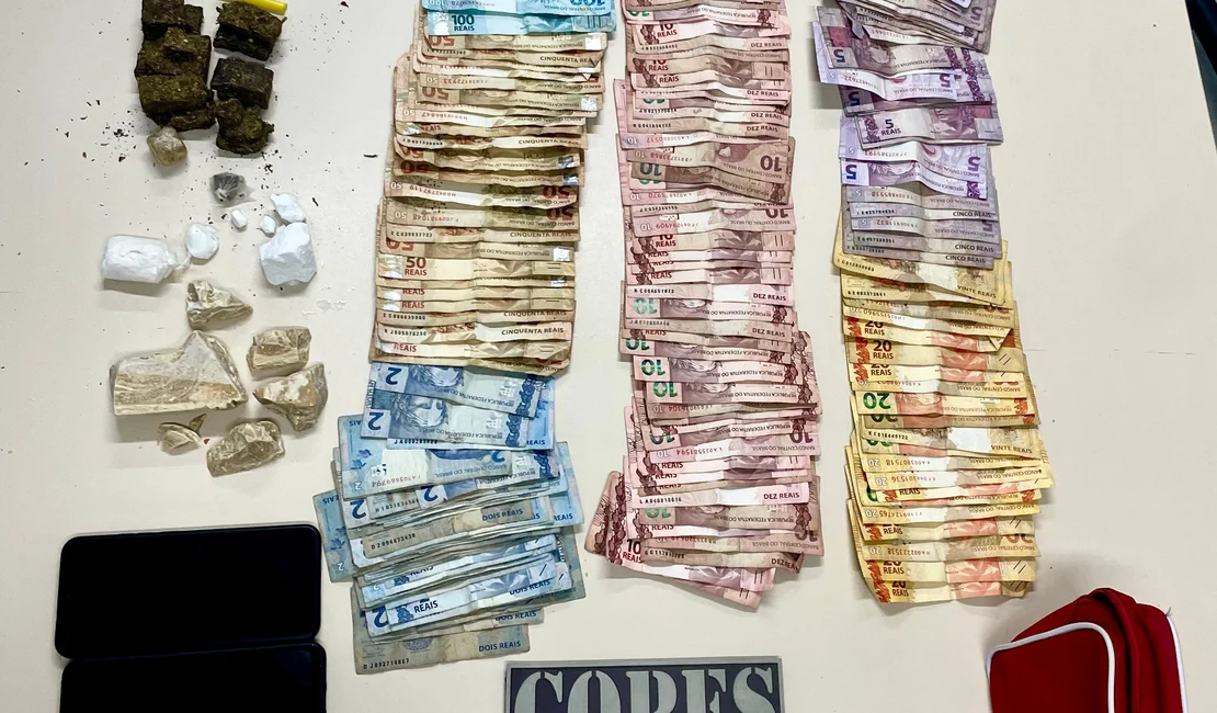 Suspeito de tráfico é preso ao ser flagrado com crack, cocaína, munições de mais de R$ 2,5 mil, no Sertão