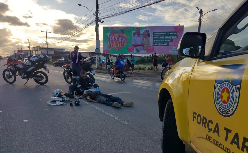 Motociclista fica ferido após perder controle e cair de moto na AL-220