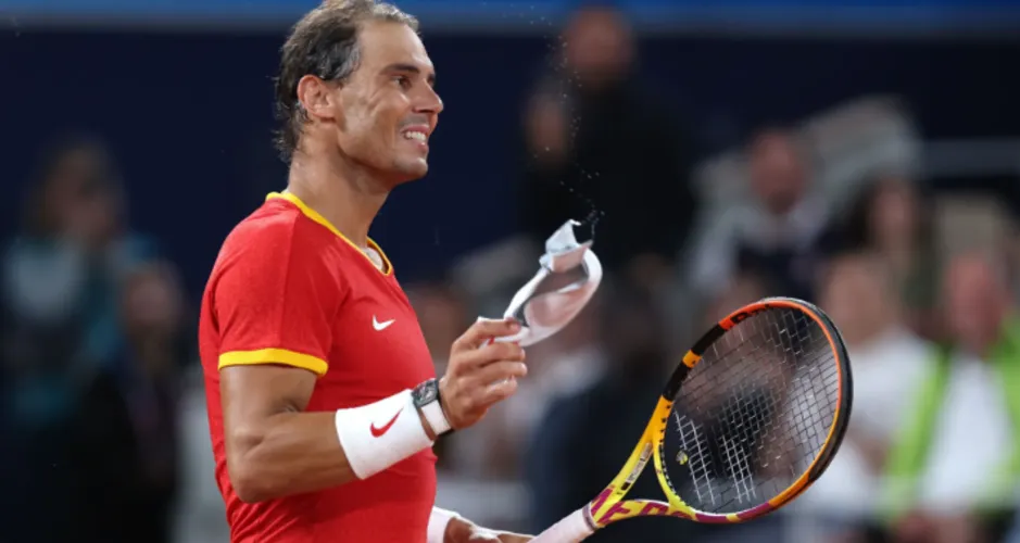 Rafael Nadal na Olimpíada de Paris. Foto: Clive Brunskill/Getty Images